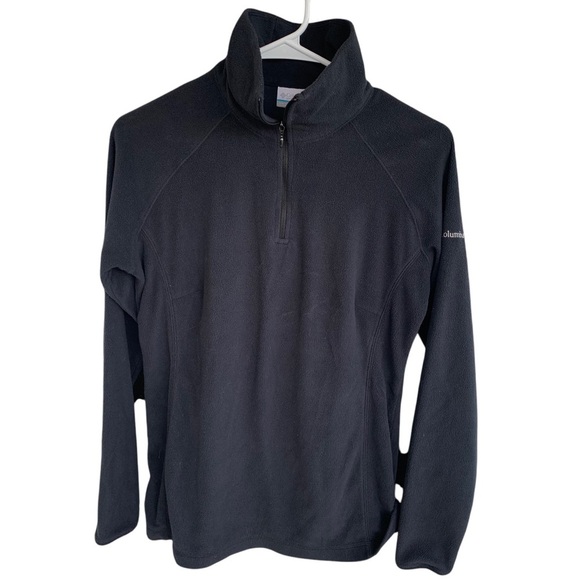 Columbia Black Quarter Zip Fleece Pullover Adult Size Medium Lightweight - Picture 1 of 6